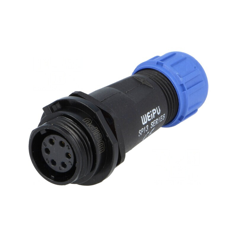 Mufă SP13 Mamă 6 PIN IP68 5A 125V Lipire | Electronic-mag.ro | Componente Electronice