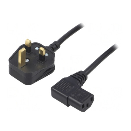 Cablu Alimentare 1.5m 3x0.75mm2 Mufă BS 1363 la IEC C13 90° | Electronic-mag.ro | Componente Electronice