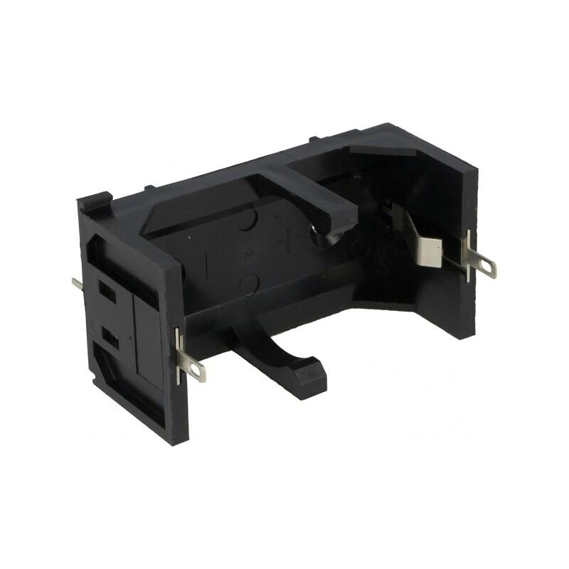 Suport Baterie R14 cu Urechi pentru Lipire Negru | Electronic-mag.ro | Componente Electronice