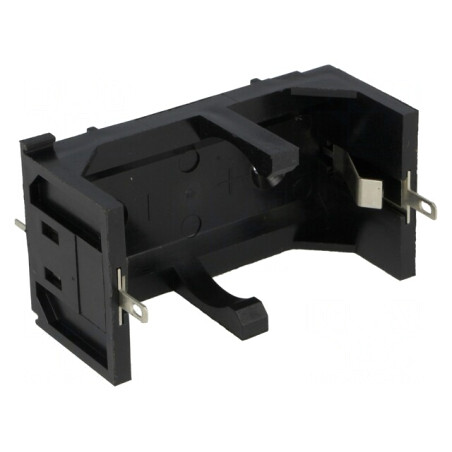 Suport Baterie R14 cu Urechi pentru Lipire Negru | Electronic-mag.ro | Componente Electronice