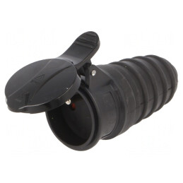 Conector alimentare AC mamă 2P PE 250VAC 16A negru | Electronic-mag.ro | Componente Electronice