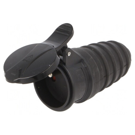 Conector alimentare AC mamă 2P PE 250VAC 16A negru | Electronic-mag.ro | Componente Electronice