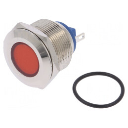Lampă de control LED plată roşie 24V Ø22mm alamă | Electronic-mag.ro | Componente Electronice