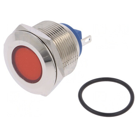 Lampă de control LED plată roşie 24V Ø22mm alamă | Electronic-mag.ro | Componente Electronice