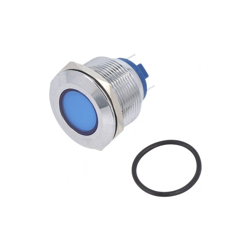 Lampă de control LED albastru 24V Ø22mm alamă | Electronic-mag.ro | Componente Electronice