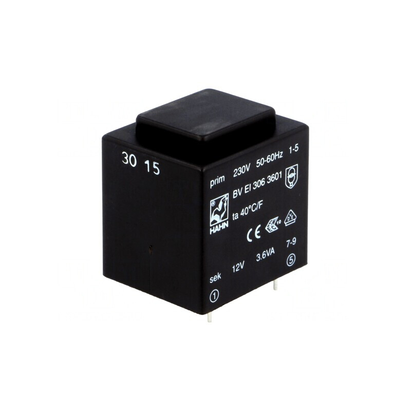 Transformator Încapsulat 3,6VA 230V 12V 300mA PCB | Electronic-mag.ro | Componente Electronice