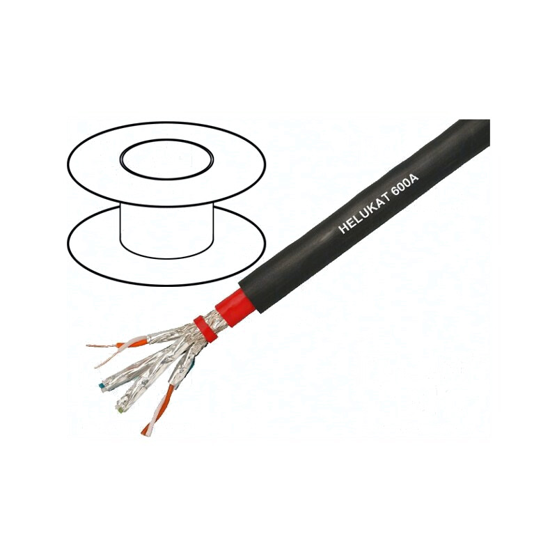 Cablu de rețea HELUKAT 600A S/FTP 4x2x23AWG PVC Negru | Electronic-mag.ro | Componente Electronice
