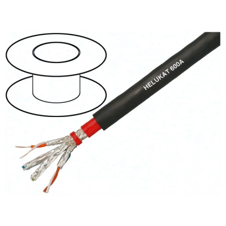 Cablu de rețea HELUKAT 600A S/FTP 4x2x23AWG PVC Negru | Electronic-mag.ro | Componente Electronice