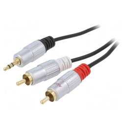 Cablu Audio Jack 3,5mm la RCA 3m Aurit Negru | Electronic-mag.ro | Componente Electronice