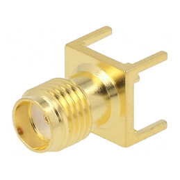 Soclu SMA Mamă Drept PTFE Aurit 50Ω THT pentru PCB | Electronic-mag.ro | Componente Electronice