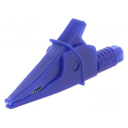 Bornă crocodil albastră 20A 39mm 1kV soclu 4mm | Electronic-mag.ro | Componente Electronice