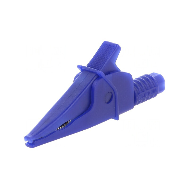 Bornă crocodil albastră 20A 39mm 1kV soclu 4mm | Electronic-mag.ro | Componente Electronice
