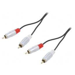 Cablu RCA Aurit Negru 1m x2 | Electronic-mag.ro | Componente Electronice