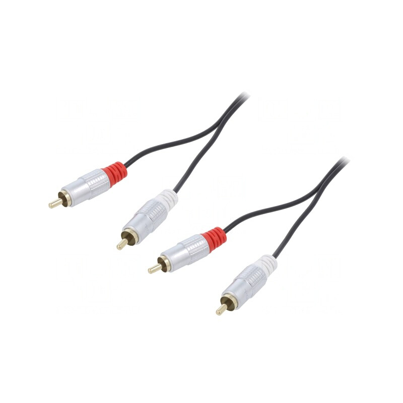 Cablu RCA Aurit Negru 1m x2 | Electronic-mag.ro | Componente Electronice