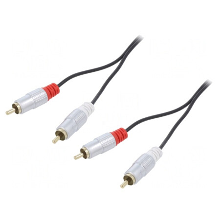 Cablu RCA Aurit Negru 1m x2 | Electronic-mag.ro | Componente Electronice