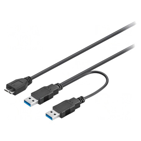 Cablu USB 3.0 A la Micro B 0,3m Negru | Electronic-mag.ro | Componente Electronice