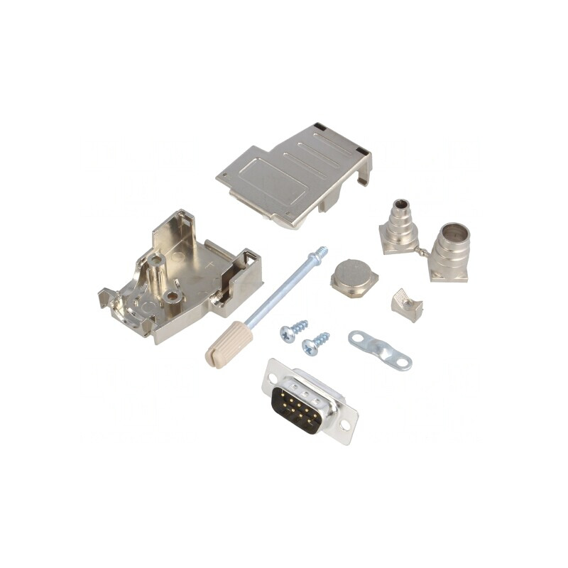 D-Sub 9 PIN Mufă Tată Lipire pe Cablu Neagră Set Complet | Electronic-mag.ro | Componente Electronice