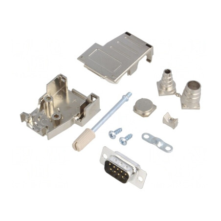 D-Sub 9 PIN Mufă Tată Lipire pe Cablu Neagră Set Complet | Electronic-mag.ro | Componente Electronice