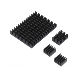 Radiator Aluminiu Negru Raspberry Pi 4 B - Set 3 Buc. | Electronic-mag.ro | Componente Electronice