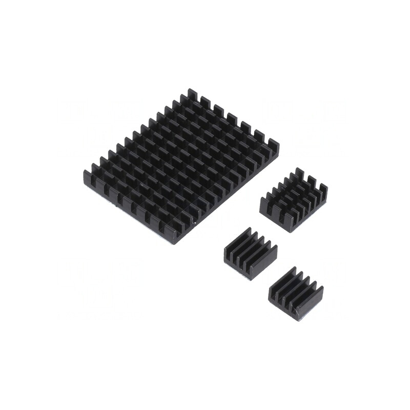 Radiator Aluminiu Negru Raspberry Pi 4 B - Set 3 Buc. | Electronic-mag.ro | Componente Electronice