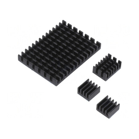 Radiator Aluminiu Negru Raspberry Pi 4 B - Set 3 Buc. | Electronic-mag.ro | Componente Electronice