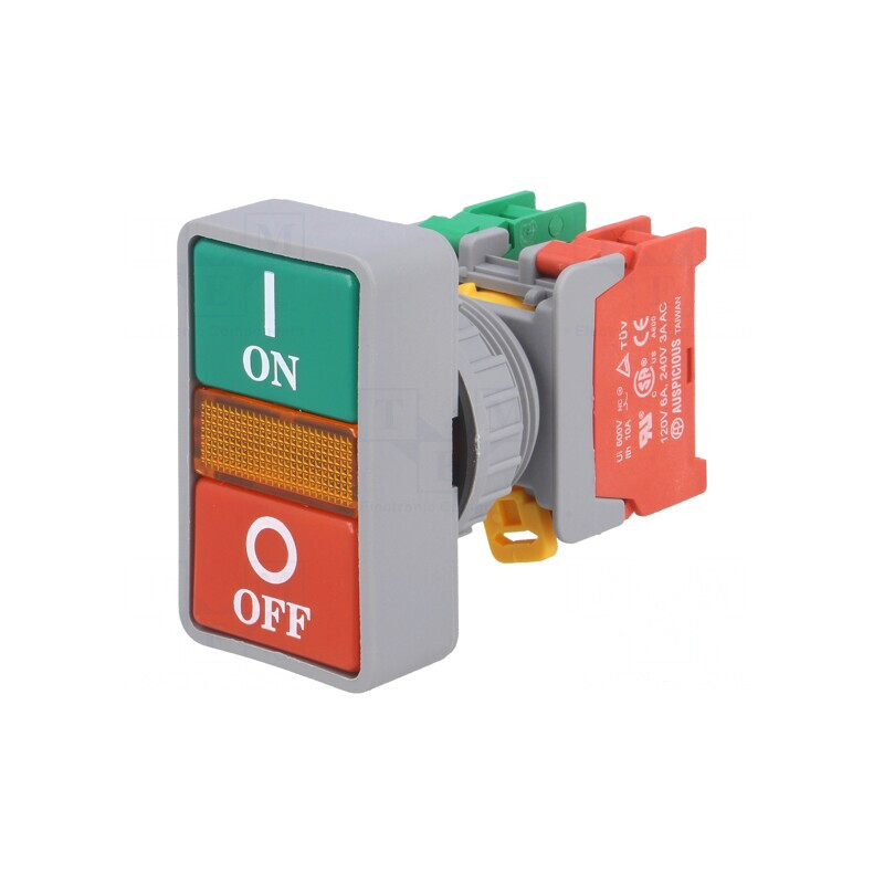 Comutator Dublu 30mm Roșu/Verde IP65 | Electronic-mag.ro | Componente Electronice