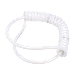 Cablu spiralat PUR alb 0,4m 300V | Electronic-mag.ro | Componente Electronice