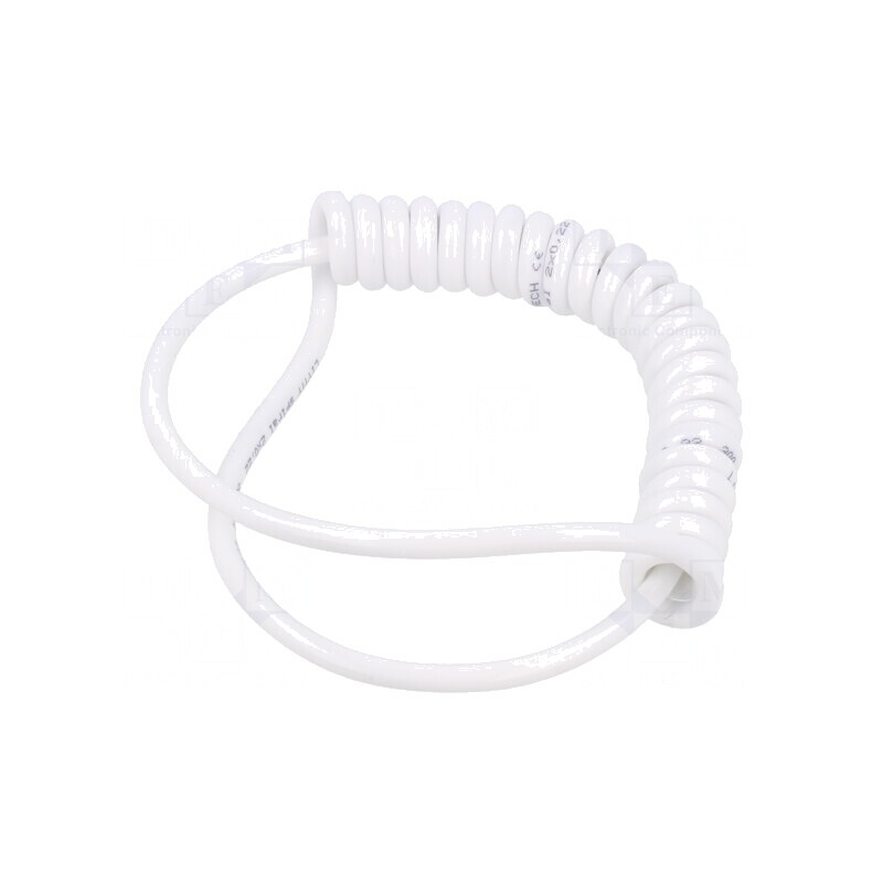 Cablu spiralat PUR alb 0,4m 300V | Electronic-mag.ro | Componente Electronice