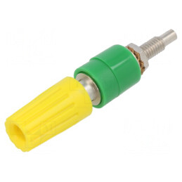Soclu Banană 4mm 35A Galben-Verde Nichelat | Electronic-mag.ro | Componente Electronice