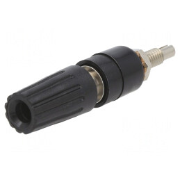 Soclu Banană 4mm Negru Izolat Nichelat 35A 30VAC 60VDC | Electronic-mag.ro | Componente Electronice
