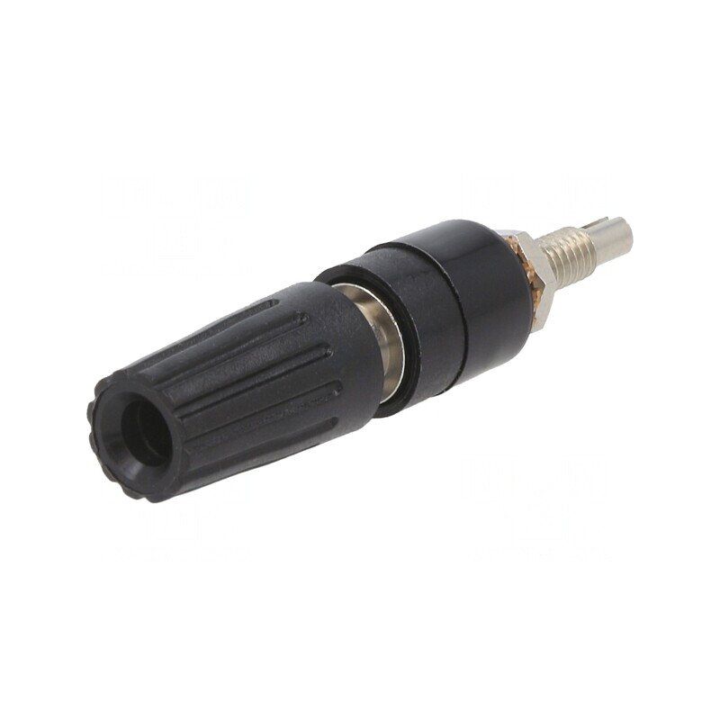Soclu Banană 4mm Negru Izolat Nichelat 35A 30VAC 60VDC | Electronic-mag.ro | Componente Electronice