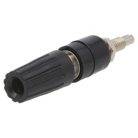 Soclu Banană 4mm Negru Izolat Nichelat 35A 30VAC 60VDC | Electronic-mag.ro | Componente Electronice