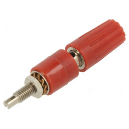 Soclu banană 4mm roșu izolat 35A 30VAC 60VDC | Electronic-mag.ro | Componente Electronice