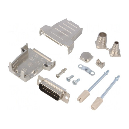 Conector D-Sub 15 PIN Mufă Tată Lipire Neagră | Electronic-mag.ro | Componente Electronice