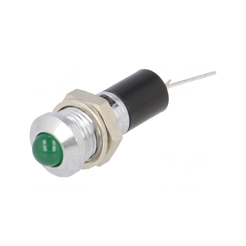 Lampă LED Verde 24VDC Ø8mm pentru PCB | Electronic-mag.ro | Componente Electronice