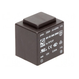 Transformator încapsulat 2,6VA 230VAC 12V 217mA PCB | Electronic-mag.ro | Componente Electronice