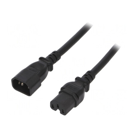 Cablu Alimentare 1m 15A Negru IEC C14 la C15 | Electronic-mag.ro | Componente Electronice
