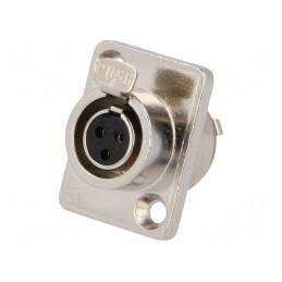 Soclu XLR mini mamă 3 pini lipire Ø15mm | Electronic-mag.ro | Componente Electronice