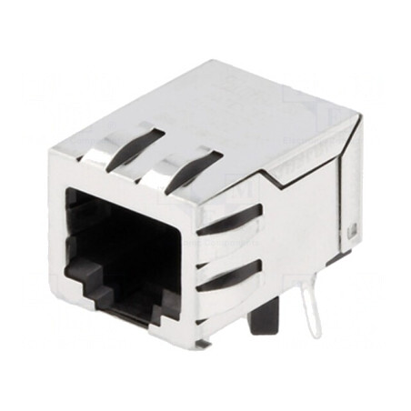 Soclu RJ45 Ecranat cu Transformator de Separare THT 8 PIN | Electronic-mag.ro | Componente Electronice