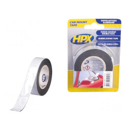 Bandă dublă adezivă neagră 19mm x 2m pentru fixare | Electronic-mag.ro | Componente Electronice