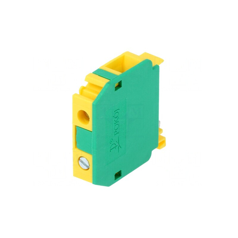 Conector Șine 0.5-6mm2 1 Pistă 2 Borne Galben-Verde | Electronic-mag.ro | Componente Electronice