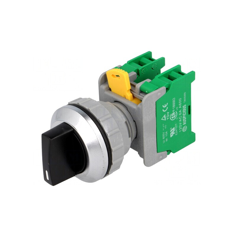 Comutator Rotativ 30mm 3 NO Negru IP65 | Electronic-mag.ro | Componente Electronice