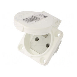 Conector de alimentare AC 2P+PE 250V 16A Alb | Electronic-mag.ro | Componente Electronice