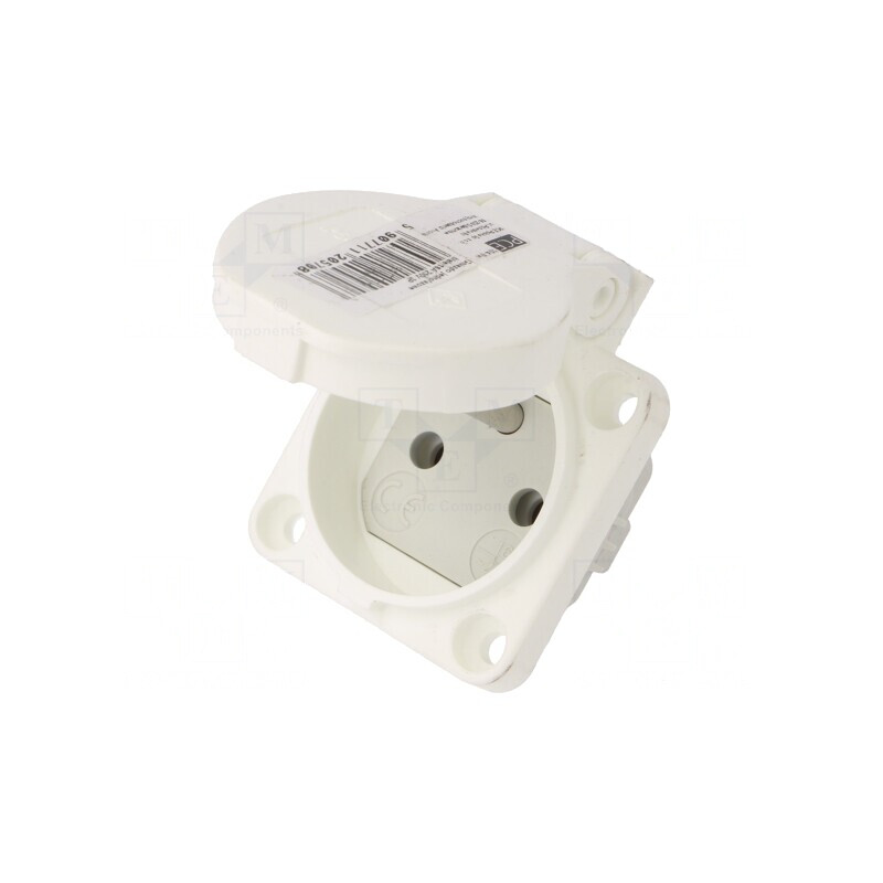 Conector de alimentare AC 2P+PE 250V 16A Alb | Electronic-mag.ro | Componente Electronice