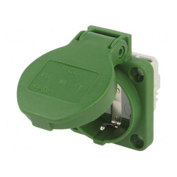 Conector alimentare AC 2P+PE 250V 16A verde | Electronic-mag.ro | Componente Electronice
