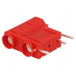 Soclu banană 4mm roșie argintat PCB 10A 250VDC | Electronic-mag.ro | Componente Electronice
