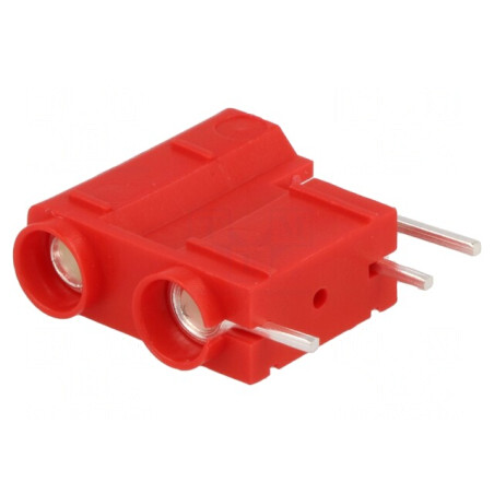 Soclu banană 4mm roșie argintat PCB 10A 250VDC | Electronic-mag.ro | Componente Electronice