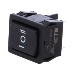 Comutator Balansoar DP3T ON-OFF-ON 6A/250V Negru | Electronic-mag.ro | Componente Electronice
