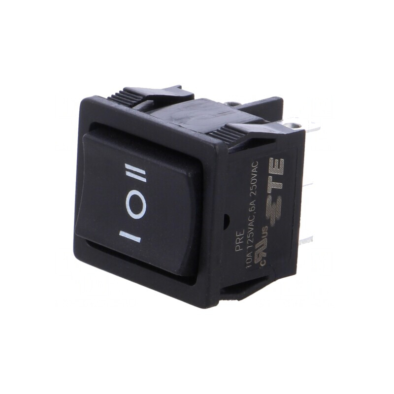 Comutator Balansoar DP3T ON-OFF-ON 6A/250V Negru | Electronic-mag.ro | Componente Electronice