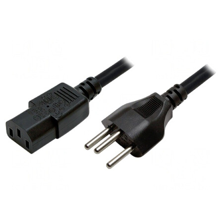 Cablu Alimentare Negru 1.8m IEC C13 SEV-1011 3x0.75mm2 | Electronic-mag.ro | Componente Electronice